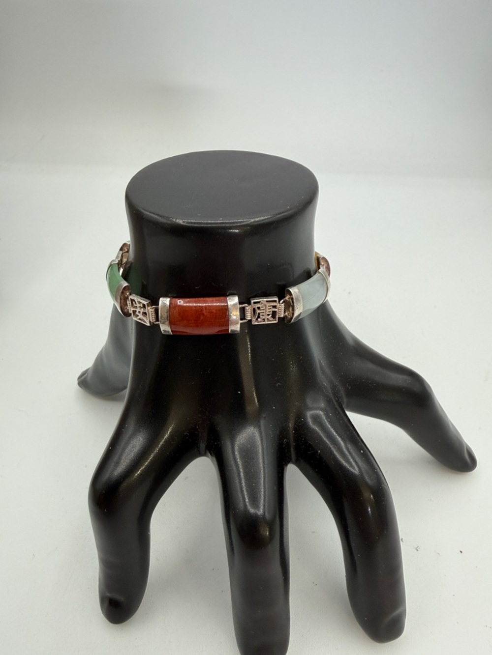 Vintage Sterling Silver Bracelet 925 Jade multi Color Tennis Bangle Danbury Mint